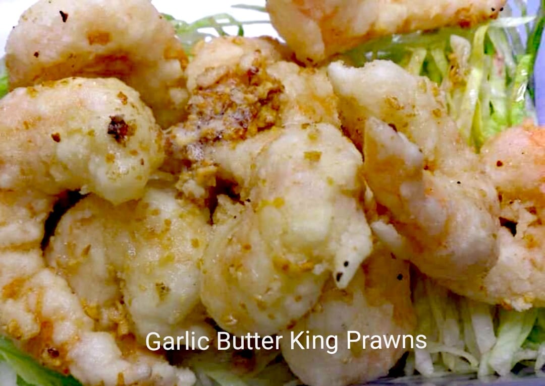Garlic butter king prawns